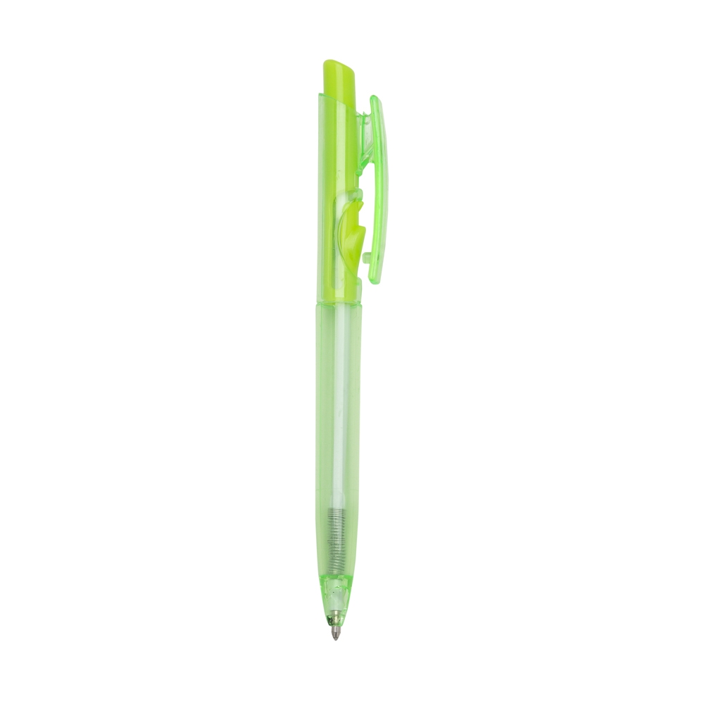 CANETA PLÁSTICA FLUORESCENTE SPX-01097F-VD NA COR BRANCO
