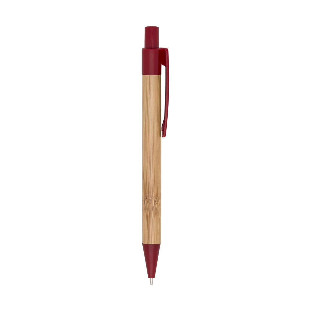 CANETA BAMBU C DETALHES PLASTICOS  SPX-12172-VM NA COR VERMELHO