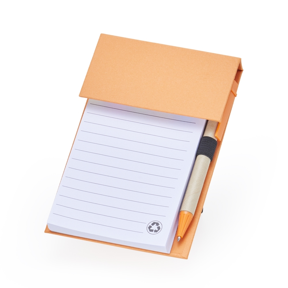 BLOCO DE ANOTAÇÕES COM AUTOADESIVOS E CANETA SPX-05049-LAR NA COR LARANJA