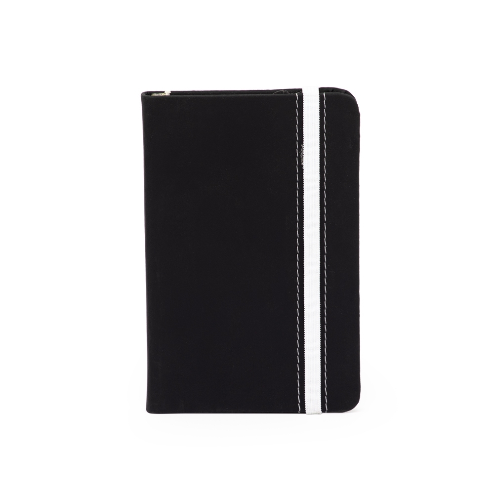 CADERNETA EMBORRACHADA COM PAUTA SPX-15052-PRE/BCO NA COR PRETO