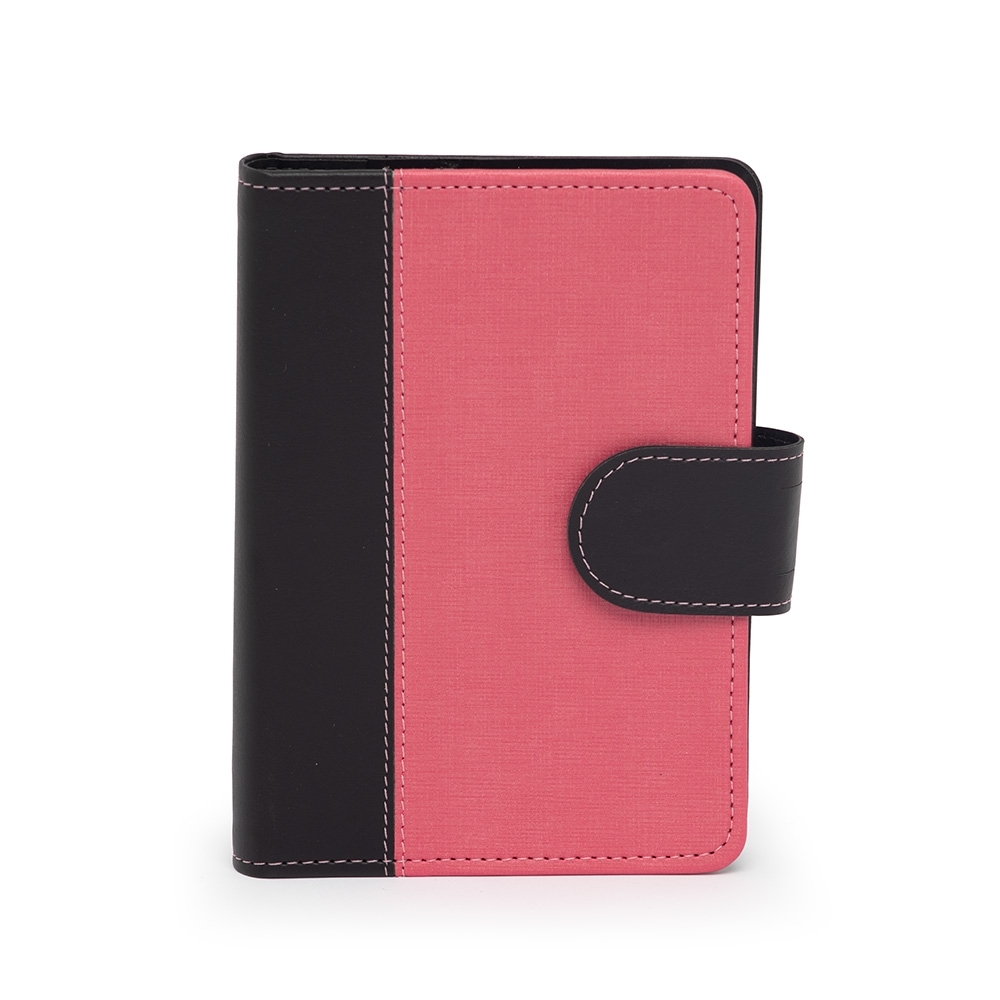 CADERNETA EM COURO SINTÉTICO SPX-15063-PRE/ROS NA COR PRETO