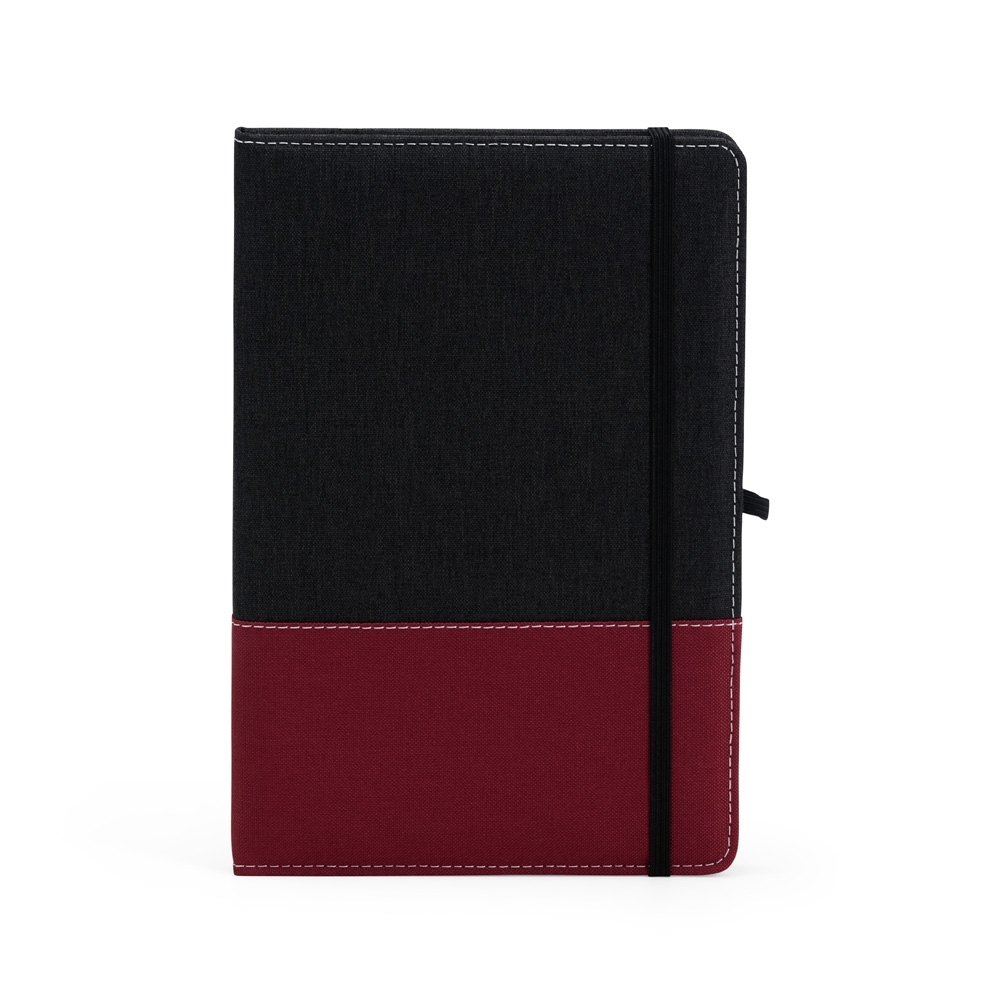 CADERNO A5 POLIÉSTER SPX-06100-PRE/VIN NA COR VERMELHO