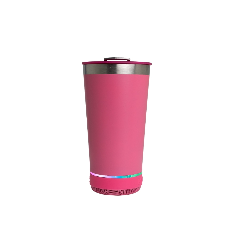 COPO TÉRMICO 400ML COM CAIXA DE SOM SPX-18749B-ROS NA COR ROSA