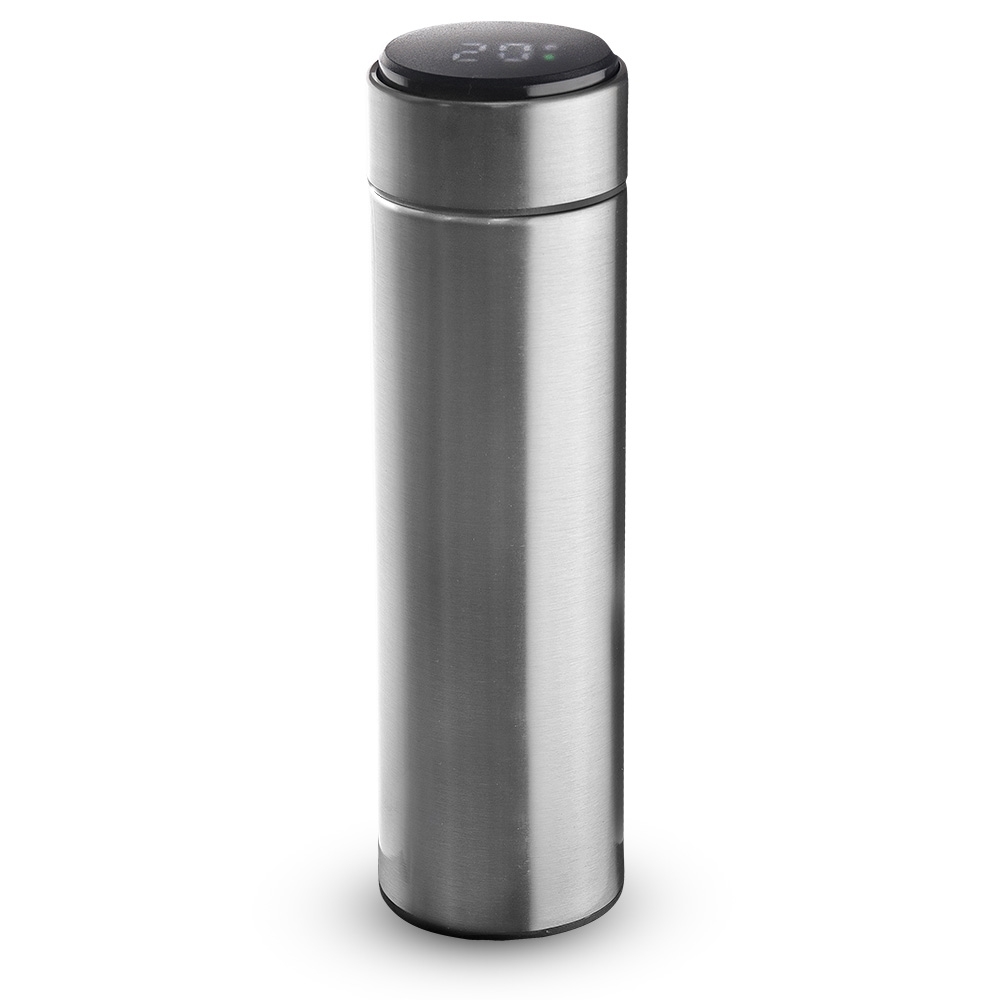 GARRAFA EM AÇO INOX PAREDE DUPLA 450ML SPX-14644-PRA NA COR PRATA
