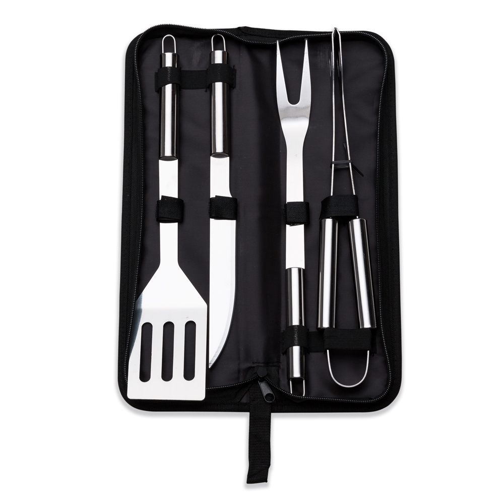KIT CHURRASCO 4 PEÇAS INOX C/ ESTOJO SPX-07444-PRE NA COR PRETO