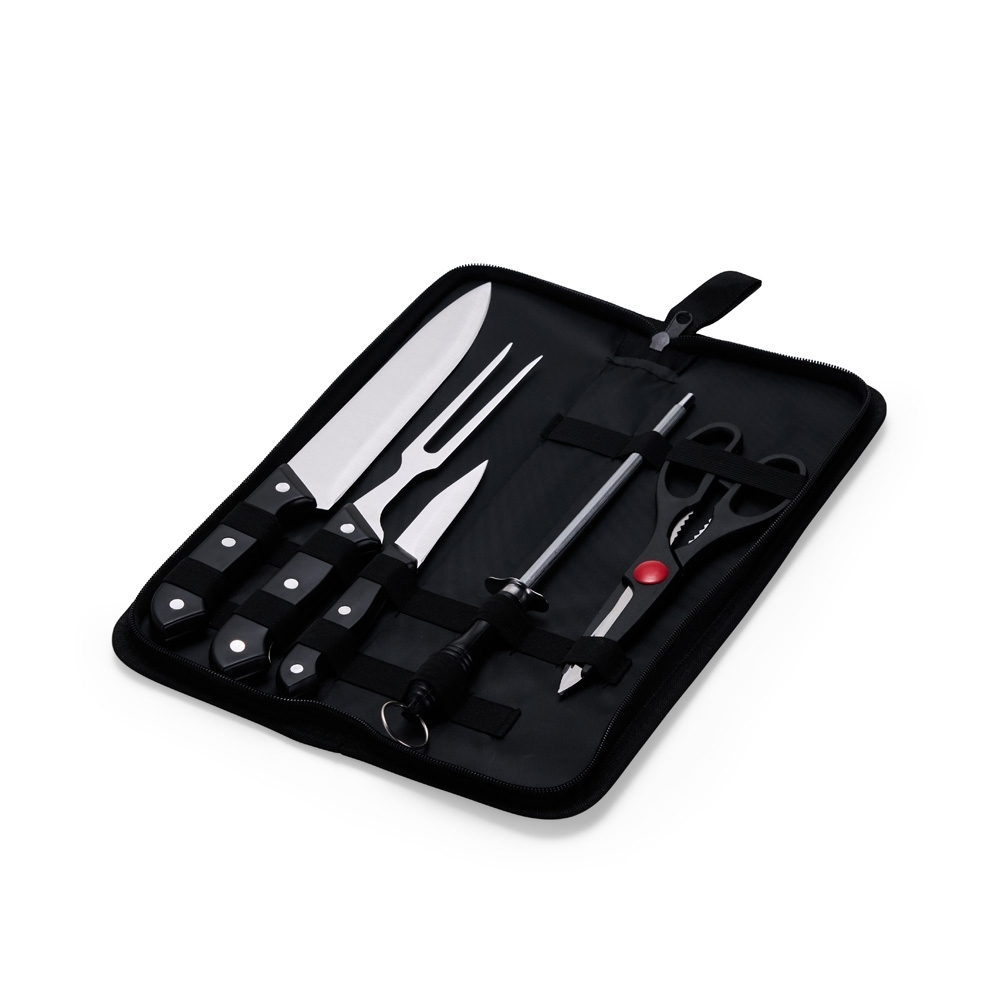 KIT CHURRASCO 5 PEÇAS  SPX-08097-PRE NA COR PRETO