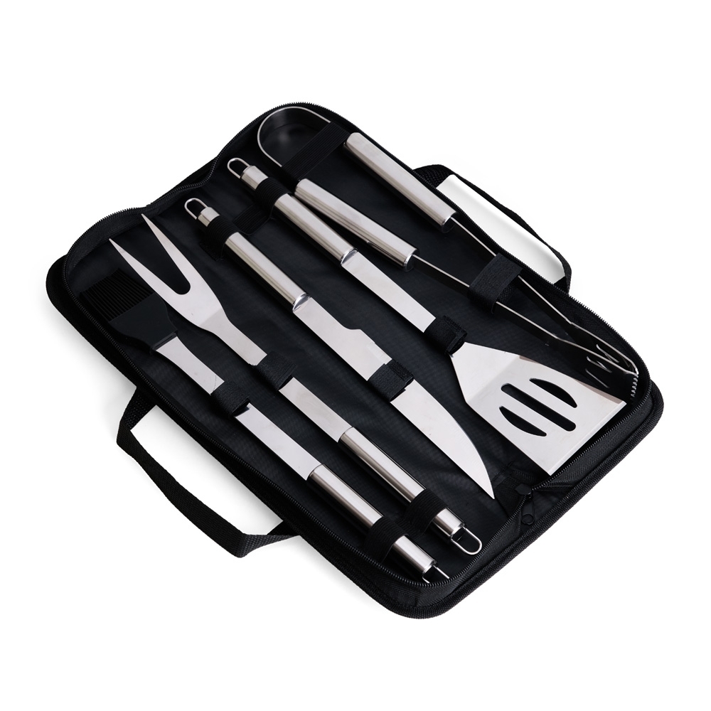 KIT CHURRASCO 5 PEÇAS SPX-08217-PRE NA COR PRETO