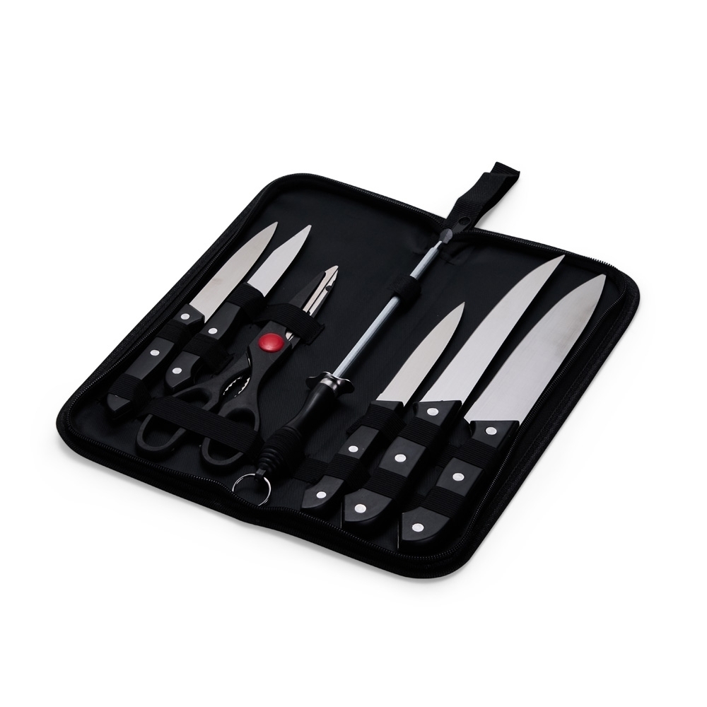 KIT CHURRASCO 7 PEÇAS SPX-08096-PRE NA COR PRETO