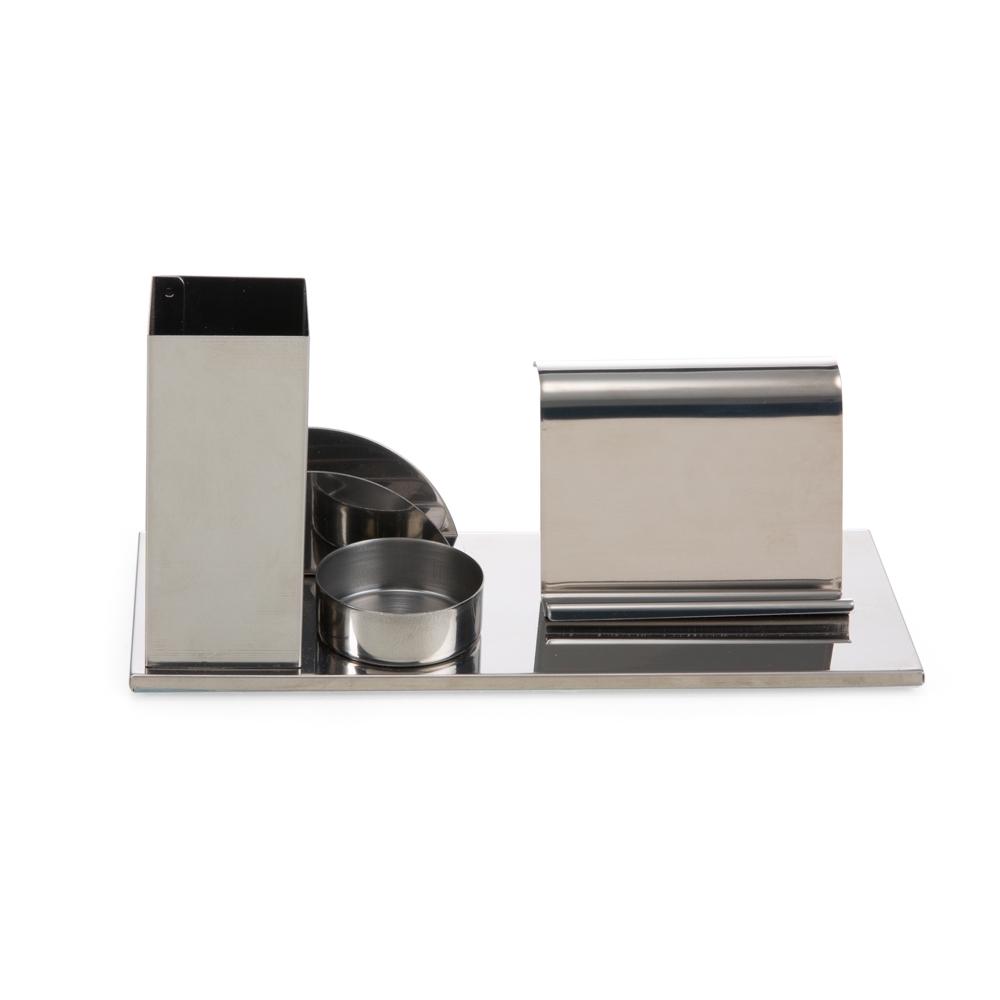 KIT ESCRITORIO P/ CANETAS, CELULAR ... INOX SPX-14005-PRA NA COR PRATA