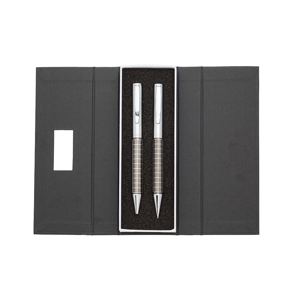KIT CANETA E LAPISEIRA DE METAL SPX-201PAR-CIN NA COR PRATA