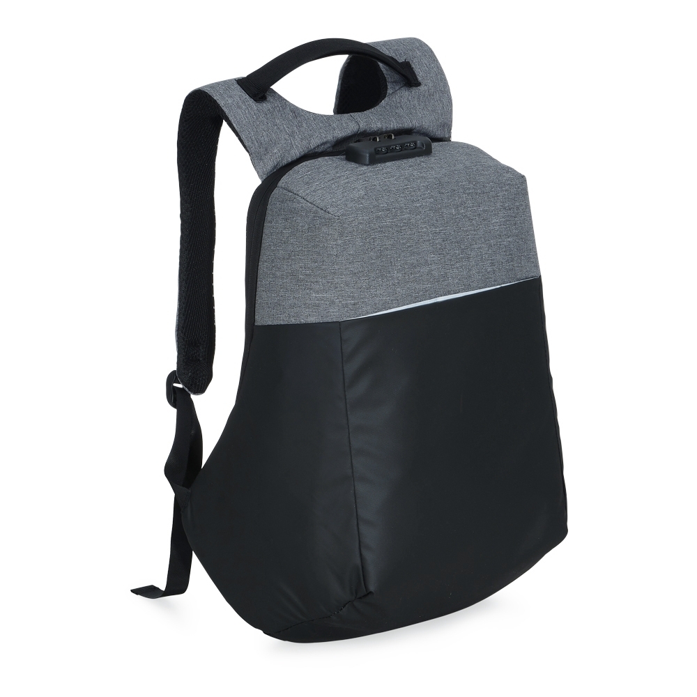 MOCHILA DE POLIÉSTER ANTI-FURTO USB COM SEGREDO 31L SPX-02096-PRE/CIN NA COR PRATA