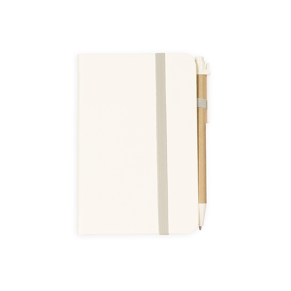 CADERNETA PALHA DE TRIGO COM CANETA SPX-08288-BCO NA COR BRANCO