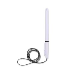 CANETA PLÁSTICA COM CORDÃO SPX-01092-BCO/PRE NA COR BRANCO