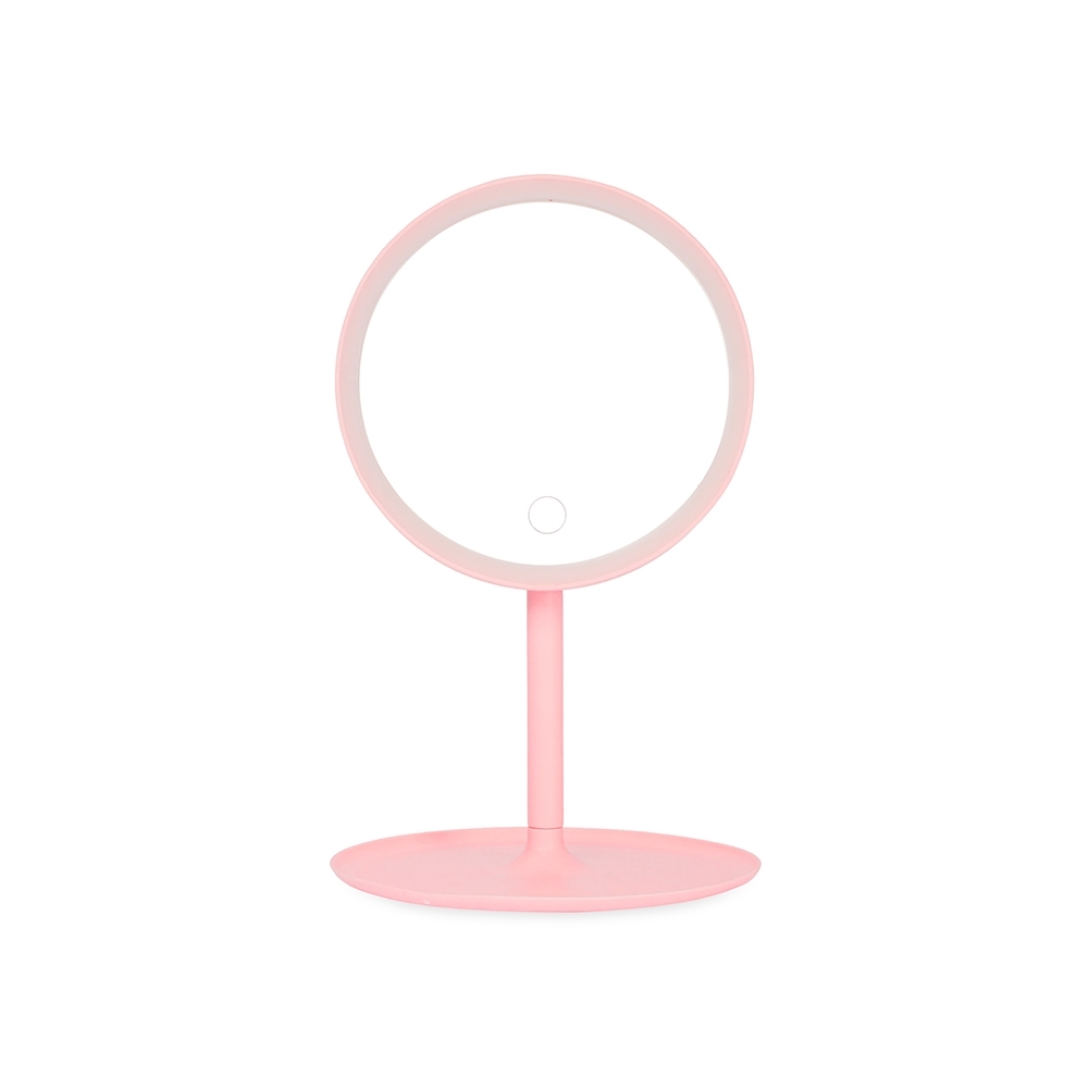 ESPELHO DE MESA PLÁSTICO COM LED SPX-18981-ROS NA COR ROSA