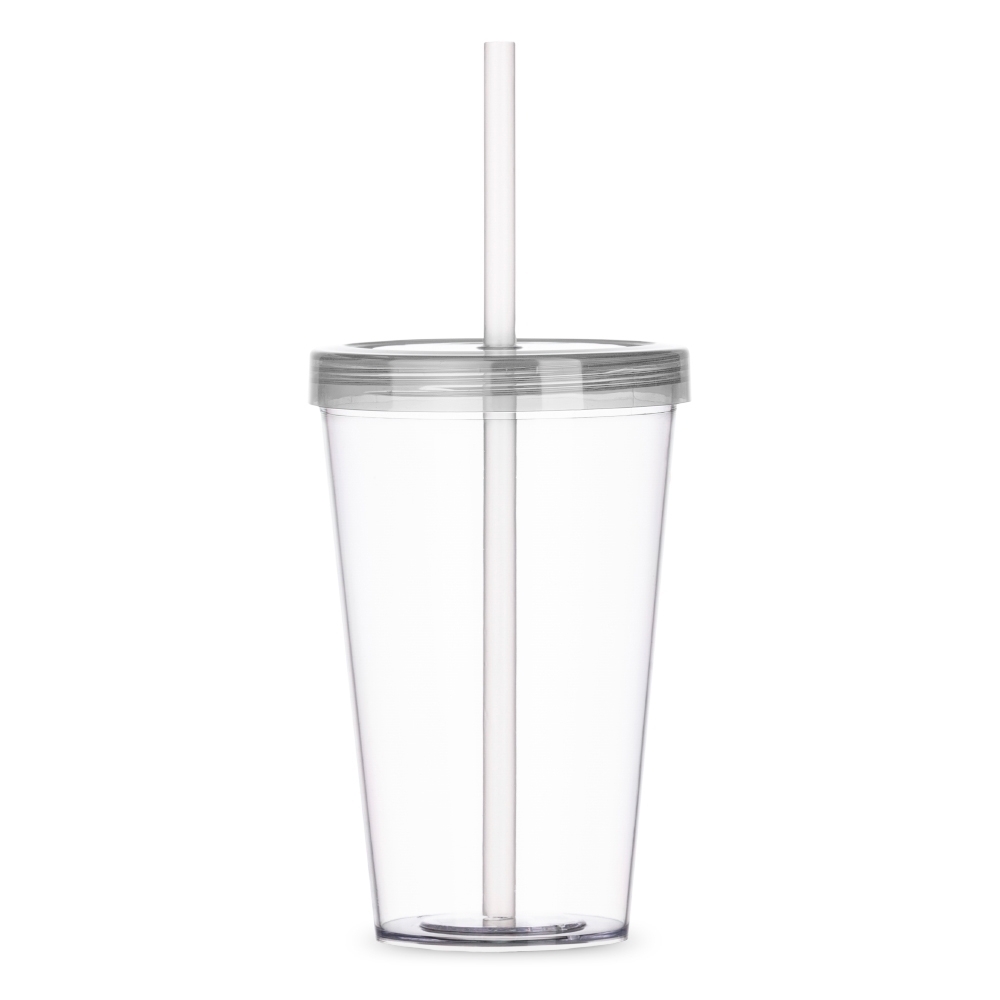 COPO C/ TAMPA E CANUDO SPX-P@14505-TRA/FUM NA COR TRANSPARENTE